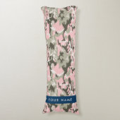 Roze en Groene Camouflage Jouw naam Personaliseren Lichaamskussen (Voorkant Verticaal)