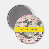 Roze en Groene Camouflage Jouw naam Personaliseren Magneet (Voorkant / Achterkant)