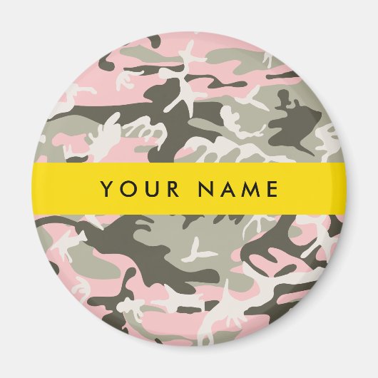 Roze en Groene Camouflage Jouw naam Personaliseren Magneet (Voorkant)