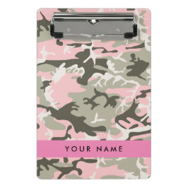 Roze en Groene Camouflage Jouw naam Personaliseren Mini Klembord