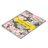 Roze en Groene Camouflage Jouw naam Personaliseren Notitieboek (Linkerzijde)