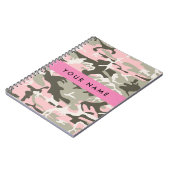 Roze en Groene Camouflage Jouw naam Personaliseren Notitieboek (Linkerzijde)