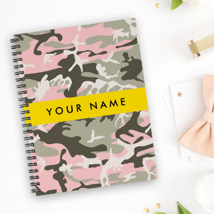 Roze en Groene Camouflage Jouw naam Personaliseren Notitieboek