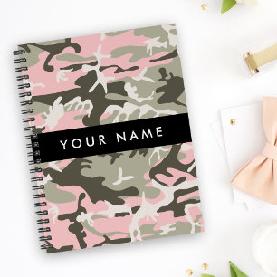 Roze en Groene Camouflage Jouw naam Personaliseren Notitieboek