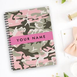 Roze en Groene Camouflage Jouw naam Personaliseren Notitieboek