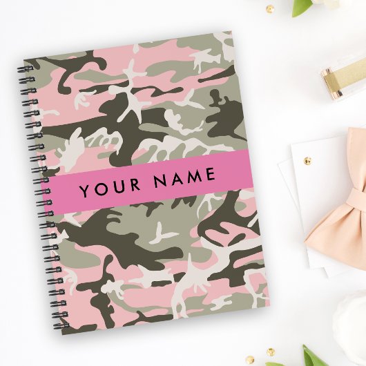 Roze en Groene Camouflage Jouw naam Personaliseren Notitieboek