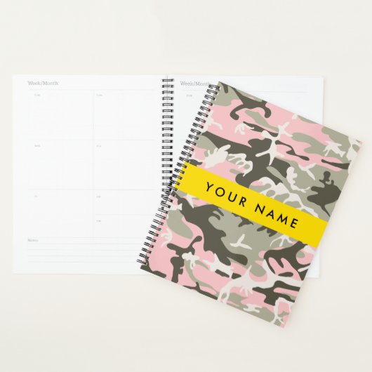 Roze en Groene Camouflage Jouw naam Personaliseren Planner (Display)