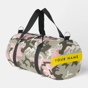 Roze en Groene Camouflage Jouw naam Personaliseren Plunjezak