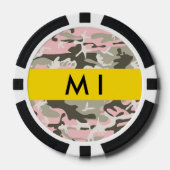 Roze en Groene Camouflage Jouw naam Personaliseren Poker Chips (Voorkant)