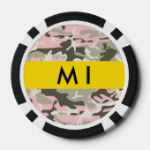 Roze en Groene Camouflage Jouw naam Personaliseren Poker Chips (Achterkant)