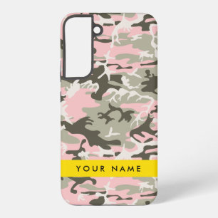 Roze en Groene Camouflage Jouw naam Personaliseren Samsung Galaxy Hoesje