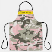 Roze en Groene Camouflage Jouw naam Personaliseren Schort (Voorkant)