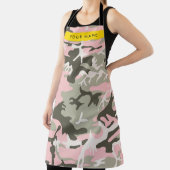 Roze en Groene Camouflage Jouw naam Personaliseren Schort (Insitu)