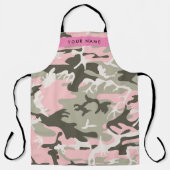 Roze en Groene Camouflage Jouw naam Personaliseren Schort (Voorkant)
