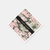 Roze en Groene Camouflage Jouw naam Personaliseren Servet (Hoek)