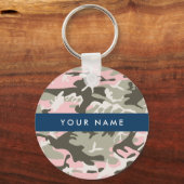 Roze en Groene Camouflage Jouw naam Personaliseren Sleutelhanger (Voorkant)