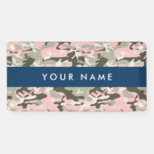 Roze en Groene Camouflage Jouw naam Personaliseren Spandoek (Horizontaal)