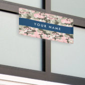 Roze en Groene Camouflage Jouw naam Personaliseren Spandoek (Buitenkant Gebouw)