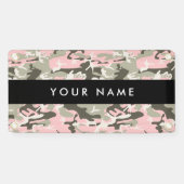 Roze en Groene Camouflage Jouw naam Personaliseren Spandoek (Horizontaal)