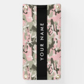 Roze en Groene Camouflage Jouw naam Personaliseren Spandoek (Verticaal)