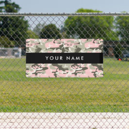 Roze en Groene Camouflage Jouw naam Personaliseren Spandoek
