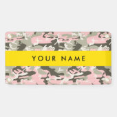 Roze en Groene Camouflage Jouw naam Personaliseren Spandoek (Horizontaal)