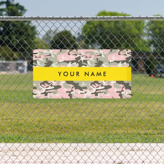 Roze en Groene Camouflage Jouw naam Personaliseren Spandoek (Insitu)
