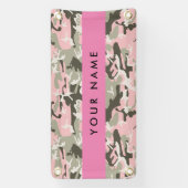 Roze en Groene Camouflage Jouw naam Personaliseren Spandoek (Verticaal)