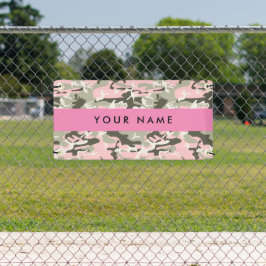 Roze en Groene Camouflage Jouw naam Personaliseren Spandoek