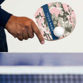 Roze en Groene Camouflage Jouw naam Personaliseren Tafeltennisbatje