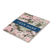 Roze en Groene Camouflage Jouw naam Personaliseren Tegeltje (Zijkant)
