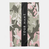 Roze en Groene Camouflage Jouw naam Personaliseren Theedoek (Verticaal)