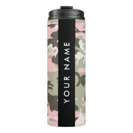 Roze en Groene Camouflage Jouw naam Personaliseren Thermosbeker