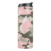 Roze en Groene Camouflage Jouw naam Personaliseren Thermosbeker (Gedraaid links)