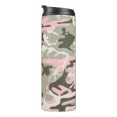 Roze en Groene Camouflage Jouw naam Personaliseren Thermosbeker (Geroteerd rechts)