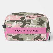 Roze en Groene Camouflage Jouw naam Personaliseren Toilettasje (Voorkant)