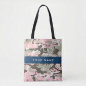 Roze en Groene Camouflage Jouw naam Personaliseren Tote Bag (Voorkant)