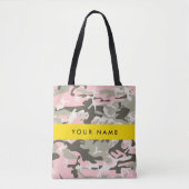 Roze en Groene Camouflage Jouw naam Personaliseren Tote Bag (Voorkant)
