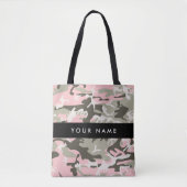 Roze en Groene Camouflage Jouw naam Personaliseren Tote Bag (Voorkant)