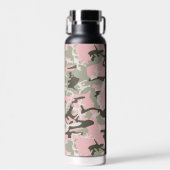 Roze en Groene Camouflage Jouw naam Personaliseren Waterfles (Voorkant)