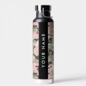 Roze en Groene Camouflage Jouw naam Personaliseren Waterfles (Links)