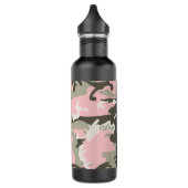 Roze en Groene Camouflage Jouw naam Personaliseren Waterfles (Links)