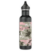 Roze en Groene Camouflage Jouw naam Personaliseren Waterfles (Rechts)