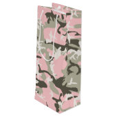 Roze en Groene Camouflage Jouw naam Personaliseren Wijn Cadeautas (Achterkant Gekanteld)