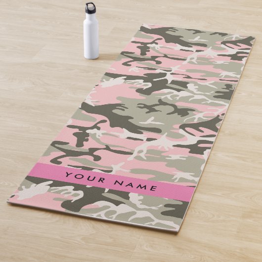 Roze en Groene Camouflage Jouw naam Personaliseren Yogamat (In situ)