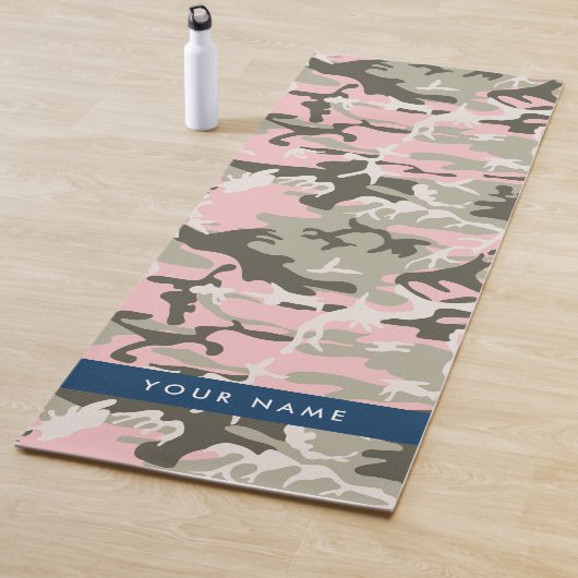 Roze en Groene Camouflage Jouw naam Personaliseren Yogamat (In situ)