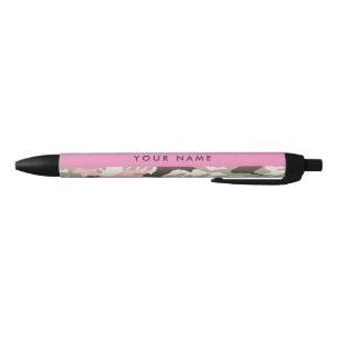 Roze en Groene Camouflage Jouw naam Personaliseren Zwarte Inkt Pen