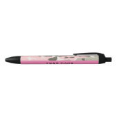 Roze en Groene Camouflage Jouw naam Personaliseren Zwarte Inkt Pen (Bovenkant)