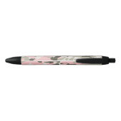 Roze en Groene Camouflage Jouw naam Personaliseren Zwarte Inkt Pen (Achterkant)