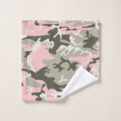 Roze en groene camouflage, leger, leger bad handdoek (Wasdoekje)